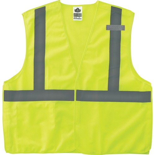 GloWear Lime Econo Breakaway Vest - Small/Medium Size - Lime - Reflective, Machine Washable, Lightweight, Hook & Loop Closure, Pocket - 1 Each