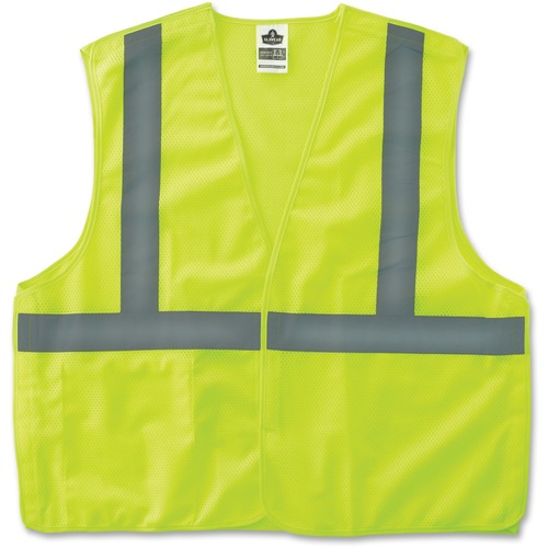 GloWear Lime Econo Breakaway Vest - 2-Xtra Large/3-Xtra Large Size - Lime - Reflective, Machine Washable, Lightweight, Hook & Loop Closure, Pocket - 1 Each