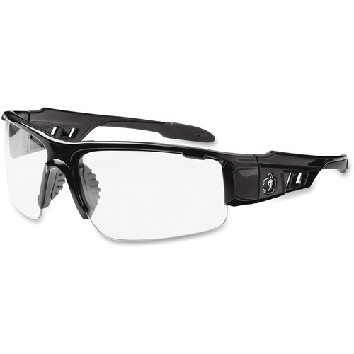 Ergodyne Dagr Clear Lens Half Frame Safety Glasses - Ultraviolet Protection - Clear Lens - Black Frame - Durable, Flexible, Non-slip, Scratch Resistant, Perspiration Resistant, Comfortable - 1 Each
