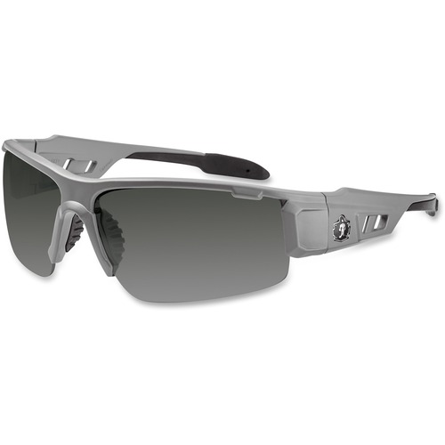 Ergodyne Smoke Lens/Gray Half Frame Safety Glasses - Ultraviolet Protection - Gray - Durable, Flexible, Non-slip, Scratch Resistant, Perspiration Resistant, Comfortable - 1 Each