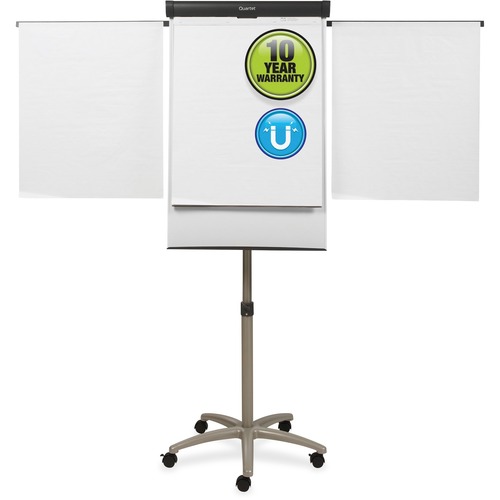 Quartet Compass Nano-Clean Magnetic Mobile Presentation Easel - 36" (3 ft) Width x 24" (2 ft) Height - White Painted Steel Surface - Graphite Aluminum Frame - Horizontal - Magnetic - 1 Each