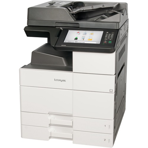 Lexmark MX910DE Laser Multifunction Printer - Monochrome - Copier/Fax/Printer/Scanner - 45 ppm Mono Print - 1200 x 1200 dpi Print - Automatic Duplex Print - Up to 200000 Pages Monthly - 1150 sheets Input - Color Scanner - 600 dpi Optical Scan - Monochrome