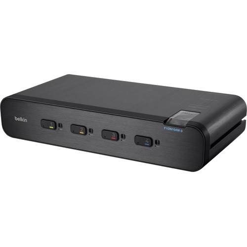 Linksys F1DN104W-3 - Advanced Secure 4-Port DisplayPort Dual-Head KVM, PP 3.0 - 4 Computer(s) - 1 Local User(s) - 3840 x 2160 - 2 x PS/2 Port - 11 x USB - 2 x HDMI - 8 x DisplayPort