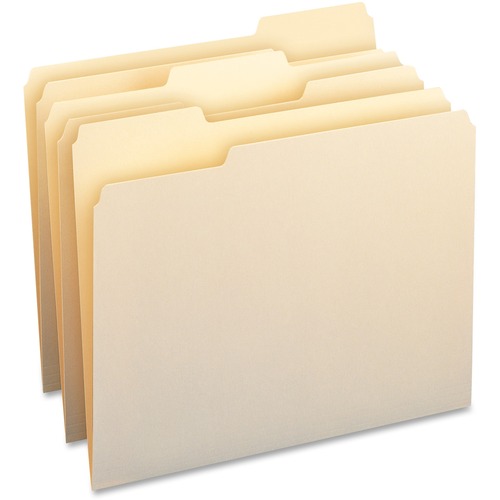 Business Source 1/3 Tab Cut Letter Recycled Top Tab File Folder - 8 1/2" x 11" - Top Tab Location - Assorted Position Tab Position - Manila - 30% Recycled - 50 / Box