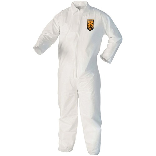 Kleenguard A40 Coveralls - Zipper Front - Large Size - Liquid, Flying Particle Protection - White - Comfortable, Zipper Front, Breathable - 25 / Carton