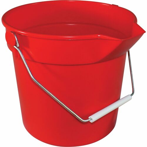 Impact 10-quart Deluxe Bucket - 2.50 gal - Handle, Spill Resistant, Embossed, Acid Resistant, Alkali Resistant, Chemical Resistant, Heavy Duty, Rugged - 10.2" x 11.1" - Polypropylene - Red - 1 Each