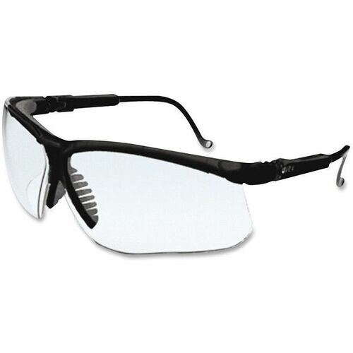 Uvex Safety Wraparound Safety Eyewear - Black, Clear - Flexible, Wraparound Lens, Scratch Resistant, Comfortable, Adjustable Temple - 1 Each