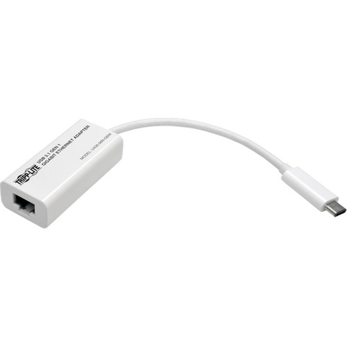 Picture of Tripp Lite USB-C to Gigabit Ethernet NIC Network Adapter 10/100/1000 Mbps White