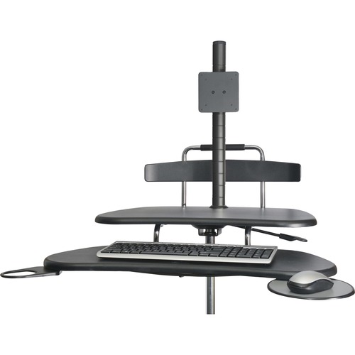 Kantek Sit/Stand Mobile Workstation - Height Adjustable - 48.50" Height x 27.50" Width x 25" Depth - Computer - Assembly Required - Black - 1 Each