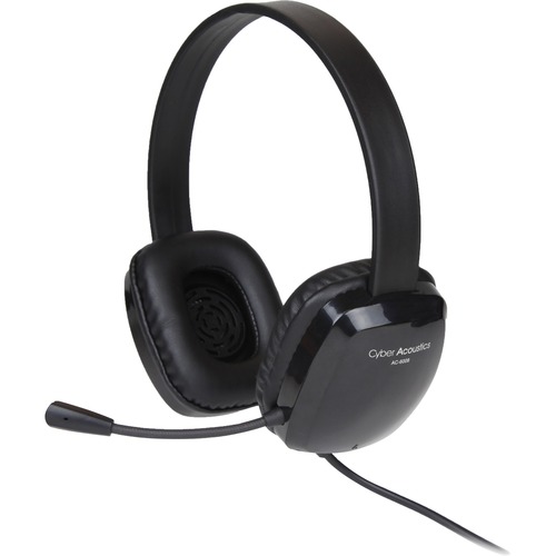 Cyber Acoustics Stereo Headset w/ Single Plug - Stereo - Mini-phone (3.5mm) - Wired - 20 Hz to 20 kHz - Over-the-head - Binaural - Circumaural - 6 ft Cable - Noise Cancelling, Uni-directional Microphone - Noise Canceling
