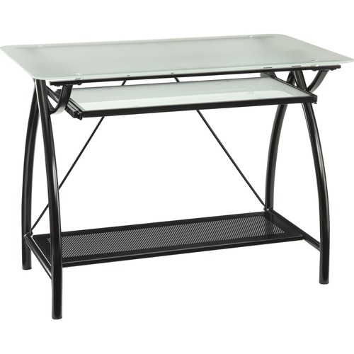 OSP Designs Newport Computer Desk - Frosted Glass Rectangle Top - 4 Legs - 29" Height x 40" Width x 23.75" Depth - Residential - Assembly Required - Powder Coated - Tempered Glass Top Material - Steel Frame Material