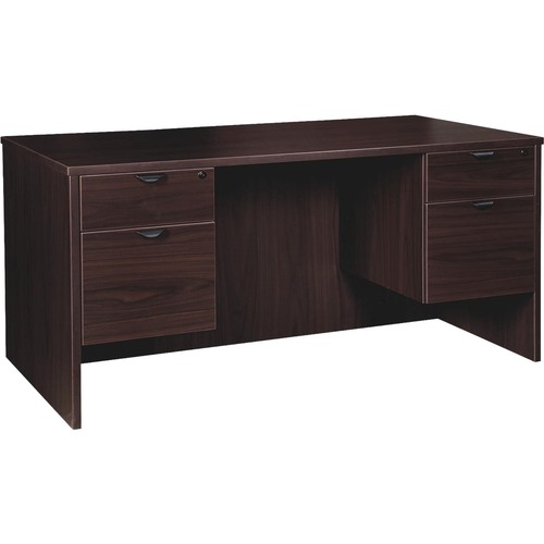 Lorell Prominence 79000 Espresso Laminate Desking - 4-Drawer - 60" x 30"29" , 1" Top - 4 x Box, File Drawer(s) - Double Pedestal - Band Edge - Material: Particleboard, Resin - Finish: Espresso, Laminate, Thermofused Melamine (TFM) - Mar Resistant, Impact 