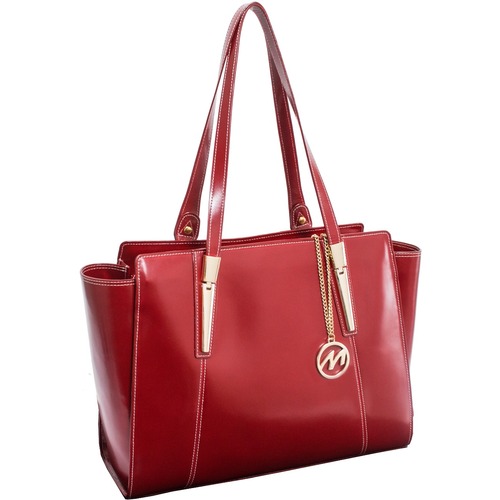 McKleinUSA Leather Ladies' Tote with Tablet Pocket - Top Grain Leather Body - Shoulder Strap - 16" Height x 12.8" Width x 6" Depth - 1 Each