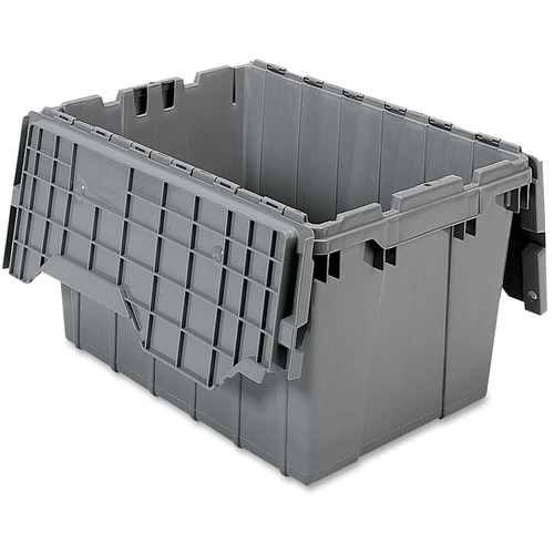 Akro-Mils Attached Lid Storage Container - Internal Dimensions: 12" Height - External Dimensions: 21.5" Length x 15" Width x 12.5" Height - 65 lb - 12 gal - Padlock, String/Button Tie Closure - Stackable - Plastic, Polymer - Gray - For File - 1 Each