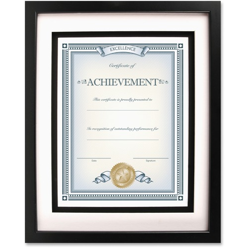 Dax Burns Group Airfloat Certificate Frame - 8" x 10" Frame Size - Rectangle - Horizontal, Vertical - 1 Each - Solid Wood - Black