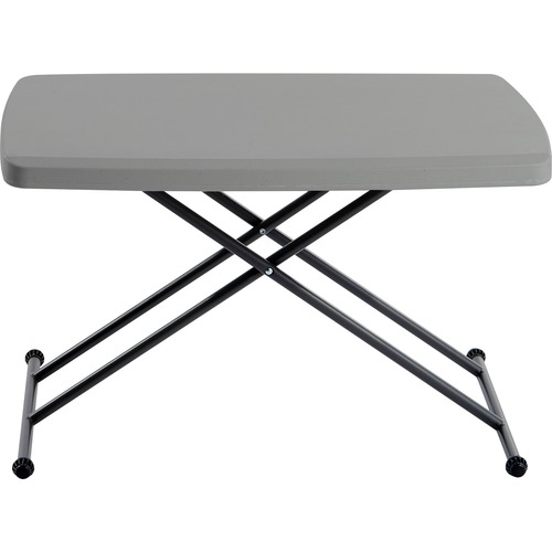 Iceberg IndestrucTable TOO Personal Folding Table - Rectangle Top - X-shaped Base - Adjustable Height - 25" to 28" Adjustment - 30" Table Top Length x 20" Table Top Width - 28" Height - Charcoal - High-density Polyethylene (HDPE) Top Material - 1 Each