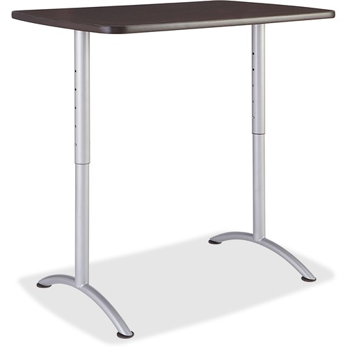 Iceberg Walnut Top Sit-to-Stand Table - Thermofused Melamine (TFM) Rectangle Top - Arch Base - 2 Legs - Adjustable Height - 36" to 42" Adjustment - 48" Table Top Length x 30" Table Top Width x 1.13" Table Top Thickness - 42" Height - Assembly Required - G