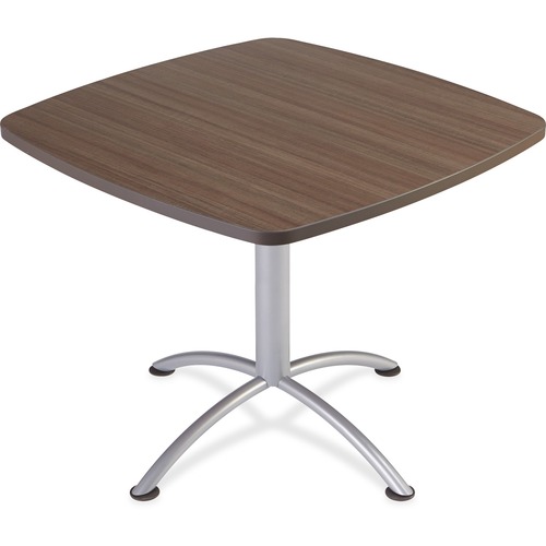 Iceberg iLand 29"H Square Hospitality Table - Square Top - Powder Coated Silver Base - Contemporary Style - 36" Table Top Length x 36" Table Top Width x 1.13" Table Top Thickness - 29" Height - Assembly Required - Laminated, Teak - Particleboard - 1 Each