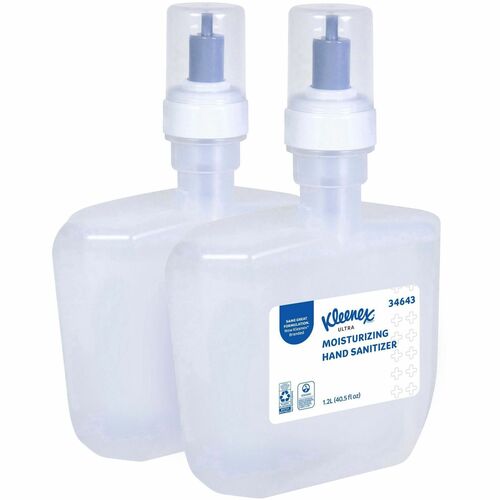 Kleenex Ultra Hand Sanitizer Foam - 40.6 fl oz (1200 mL) - Bacteria Remover - Hand, Skin - Moisturizing - Clear - Dye-free, Quick Drying, Non-sticky, Fragrance-free - 2 / Carton