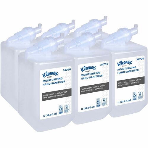 Kleenex Ultra Hand Sanitizer Foam - 33.8 fl oz (1000 mL) - Bacteria Remover - Hand, Skin - Moisturizing - Clear - Dye-free, Quick Drying, Non-sticky, Fragrance-free - 6 / Carton
