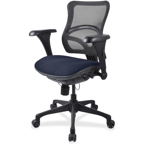 Lorell Mesh Mid-back Chair - Periwinkle Blue Seat Color - Fabric Seat Material - Black Frame Color - Plastic Frame Material - 5-star Base - 1 Each