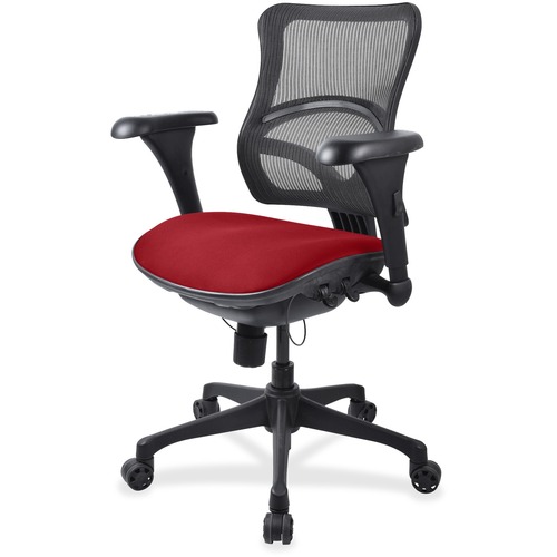 Lorell Mesh Mid-back Chair - Real Red Seat Color - Fabric Seat Material - Black Frame Color - Plastic Frame Material - 5-star Base - 1 Each