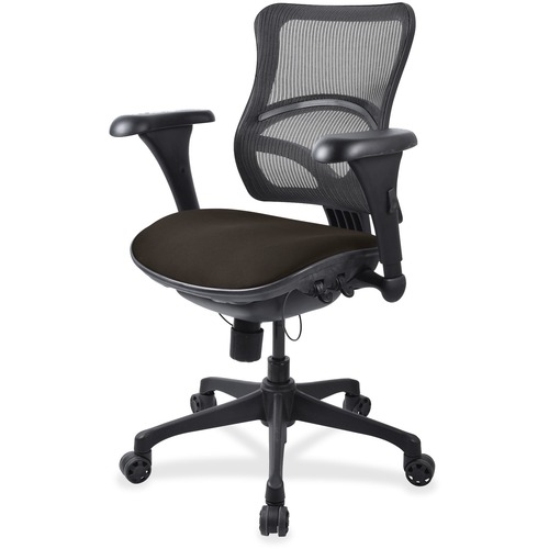 Lorell Mesh Mid-back Chair - Pepper Seat Color - Fabric Seat Material - Black Frame Color - Plastic Frame Material - 5-star Base - 1 Each