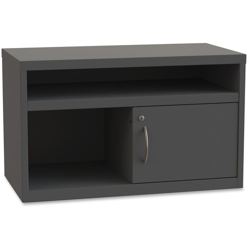 Lorell Sliding Door Lateral Credenza Sliding Door Credenza - 36" Width x 18.8" Depth x 21.9" Height - 2 x Shelf(ves) - Sliding Door(s) - Lateral - Sliding Door, Pull Handle, Leveling Glide - Charcoal - Recycled