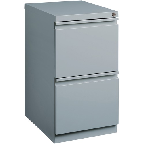 Lorell 20" File/File Mobile File Cabinet with Full-Width Pull - 15" x 19.9" x 27.8" - 2 x Drawer(s) for File - Letter - Vertical - Ball-bearing Suspension, Drawer Extension, Durable, Recessed Drawer - Gray - Steel - Recycled