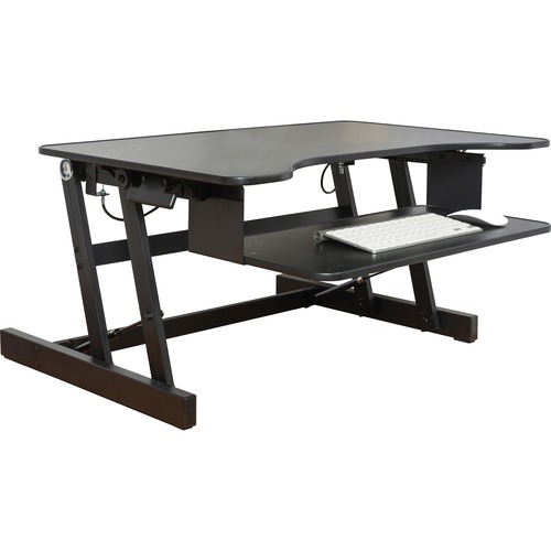 Lorell Adjustable Desk/Monitor Riser - 30 lb Load Capacity - 16" Height x 32" Width x 21.50" Depth - Desktop - Black