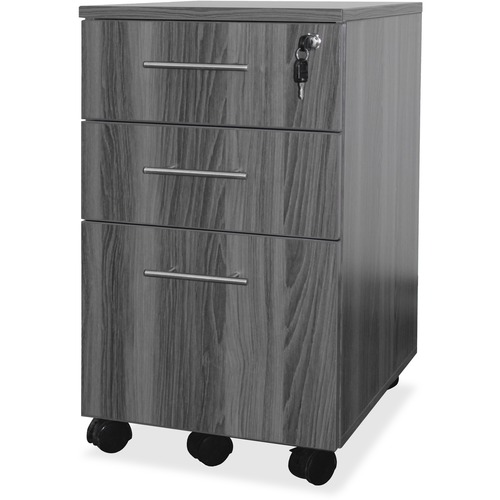 Mayline Medina Box/Box/File Mobile Pedestal - 18" x 15.5" x 26.8" - 3 x Box, File Drawer(s) - Material: Steel - Finish: Gray, Laminate - Stain Resistant, Water Resistant, Abrasion Resistant, Ball-bearing Suspension, Drawer Extension, Built-in Hangrail, Du