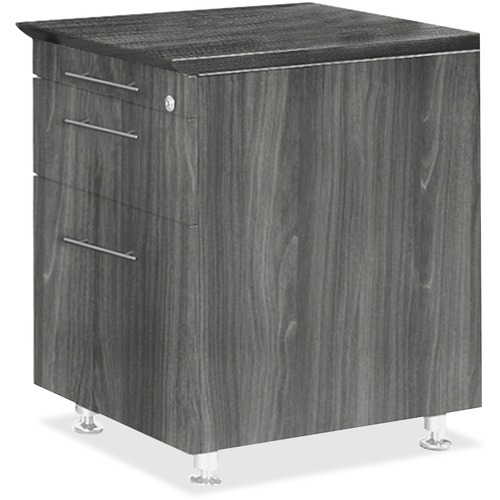 Mayline Medina Series Pencil/Box/File Return Pedestal - 18" x 15"26" , 1" Top - 3 x Storage, Box, File Drawer(s) - Beveled Edge - Material: Steel - Finish: Gray, Laminate, Silver - Stain Resistant, Water Resistant, Abrasion Resistant, Durable, Leveling Gl