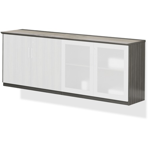 Mayline Medina Series Low Wall Cabinet - 72" x 20"29.5" , 1" Top - 2 Shelve(s) - 2 Adjustable Shelf(ves) - Beveled Edge - Material: Steel - Finish: Gray, Laminate - Wall Mountable, Stain Resistant, Water Resistant, Abrasion Resistant, Leveling Glide - For