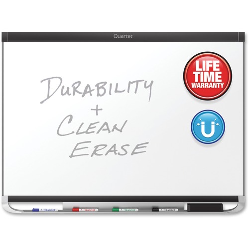 Quartet Prestige 2 Dry-Erase Board - 96" (8 ft) Width x 48" (4 ft) Height - White Porcelain Surface - Black Aluminum Frame - Horizontal - Magnetic - 1 / Each - TAA Compliant