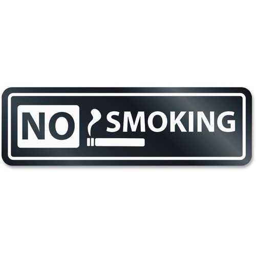 HeadLine No Smoking Window Sign - 1 Each - No Smoking Print/Message - 8.50" (215.90 mm) Width x 2.50" (63.50 mm) Height - Rectangular Shape - Self-adhesive, Removable - White, Clear