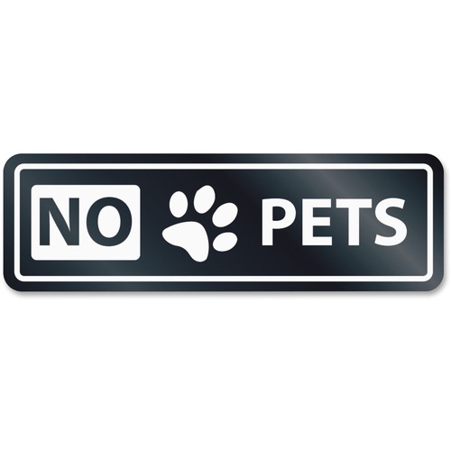 HeadLine No Pets Window Sign - 1 Each - NO PETS Print/Message - Rectangular Shape - Self-adhesive, Removable - White, Clear - Signs & Sign Holders - USS9439