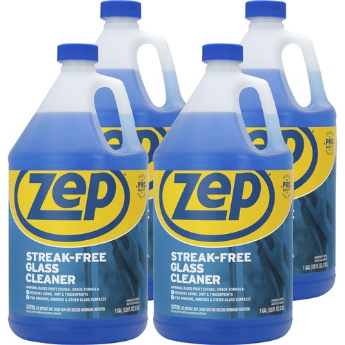 Zep Streak-free Glass Cleaner - For Multipurpose, Multi Surface - 128 fl oz (4 quart) - 4 / Carton - Streak-free, Quick Drying, Residue-free - Blue