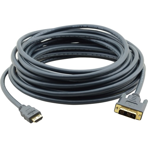 Kramer HDMI (M) to DVI (M) Cable - 3 ft DVI/HDMI A/V Cable for Audio/Video Device - First End: 1 x HDMI Digital Audio/Video - Male - Second End: 1 x 19-pin DVI (Single-Link) Digital Video - Male - Supports up to 4096 x 2160