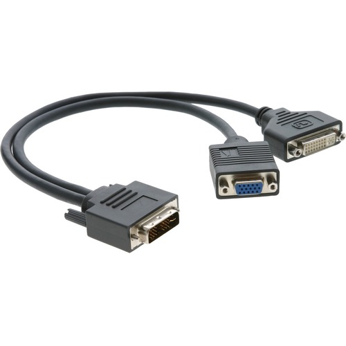 Kramer DVI Video Cable - 1 ft DVI Video Cable for Video Device - First End: 1 x DVI-I Digital Video - Male - Second End: 1 x 15-pin DVI-D Digital Video - Female, 1 x HD-15 - Female
