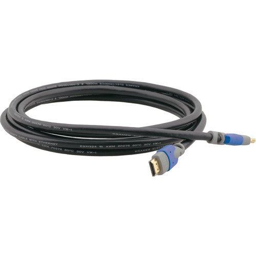 Kramer HDMI Audio/Video Cable With Ethernet - 3 ft HDMI A/V Cable for Audio/Video Device - First End: HDMI Digital Audio/Video - Male - Second End: HDMI Digital Audio/Video - Male