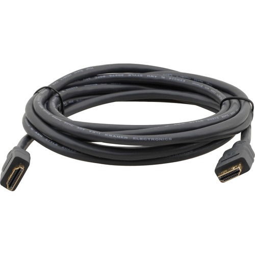 Kramer Flexible High-Speed HDMI Cable with Ethernet - 3 ft HDMI A/V Cable for Audio/Video Device - First End: 1 x HDMI Digital Audio/Video - Male - Second End: 1 x HDMI Digital Audio/Video - Male - Supports up to 4096 x 2160