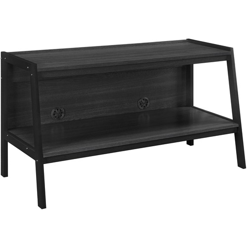 Ameriwood Ladder TV Stand in Black Finish - Up to 45" Screen Support - 80 lb Load Capacity - Flat Panel Display Type Supported - 1 x Shelf(ves) - 24" Height x 42" Width x 18.1" Depth - Floor - Black, Laminate - Engineered Wood, Metal, Paper, Medium Densit