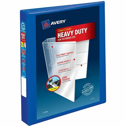 Avery® Heavy-Duty View Binders - Locking One Touch EZD Rings - 1" Binder Capacity - Letter - 8 1/2" x 11" Sheet Size - 275 Sheet Capacity - Ring Fastener(s) - 4 Pocket(s) - Polypropylene - Recycled - Cover, Spine, Divider, One Touch Ring, Gap-free Rin