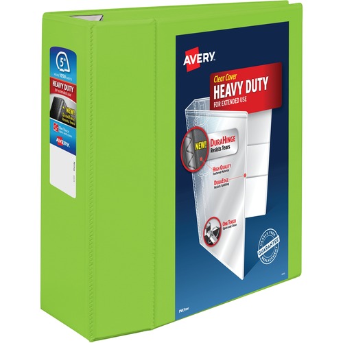 Avery® Heavy-Duty View Chartreuse 5" Binder (79815) - Avery® Heavy-Duty View 3 Ring Binder, 5" One Touch EZD® Rings, 2.3/4.8" Spine, 1 Chartreuse Binder (79815)