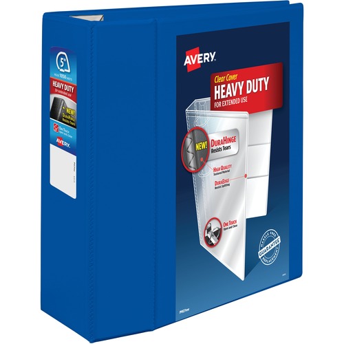 Avery® Heavy-Duty View Pacific Blue 5" Binder (79817) - Avery® Heavy-Duty View 3 Ring Binder, 5" One Touch EZD® Rings, 2.3/4.8" Spine, 1 Pacific Blue Binder (79817)