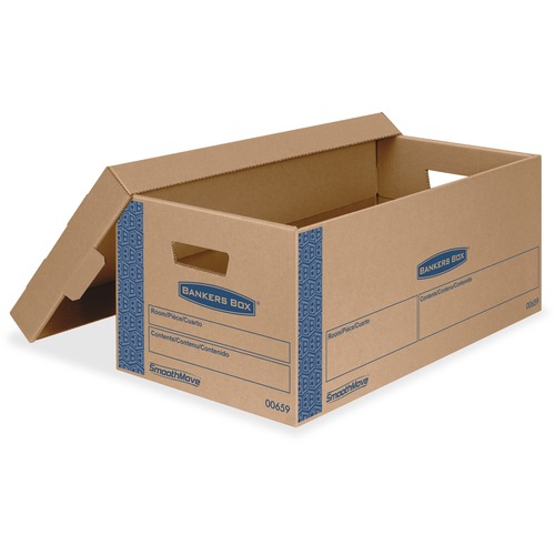 Bankers Box SmoothMove Moving Boxes - Internal Dimensions: 12" Width x 24" Depth x 10" Height - External Dimensions: 12.9" Width x 25.4" Depth x 10.3" Height - Media Size Supported: Letter - Lid Lock Closure - Double Wall - 32 ECT - Board, Corrugated Pape