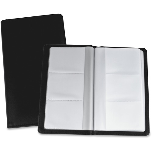 Lorell Business Card Storage Holder - 0.7" x 4.8" x 7" x - Vinyl, Plastic - 1 Each - Black, Clear