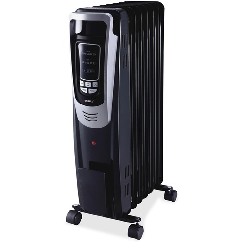 Lorell LED Display Mobile Radiator Heater - Electric - Electric - 600 W to 1500 W - 3 x Heat Settings - 150 Sq. ft. Coverage Area - 1500 W - Black