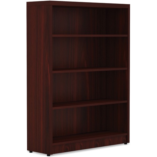 Lorell Chateau Series Bookshelf - 1.5" Top, 36" x 11.6"48.5" Bookshelf - 4 Shelve(s) - Reeded Edge - Material: P2 Particleboard - Finish: Mahogany - Durable, Sturdy - For Office, Book