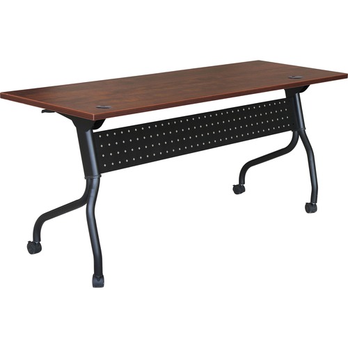 Lorell Flip Top Training Table - Rectangle Top - Four Leg Base - 4 Legs x 72" Table Top Width x 23.60" Table Top Depth - 29.50" Height x 28.70" Width x 23.63" Depth - Assembly Required - Cherry - Melamine, Nylon - 1 Each